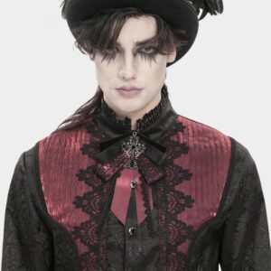 Men's Gothic Cross Layered Bowknot Neckwear Black-Red