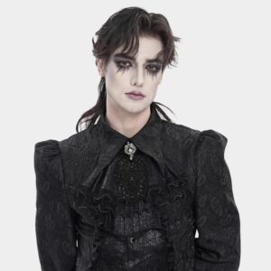 Men's Gothic Diamante Beaded Embroidery Neckwear Black