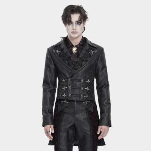Men's Gothic Double-Breasted Notched Lapel Cross Jacket
