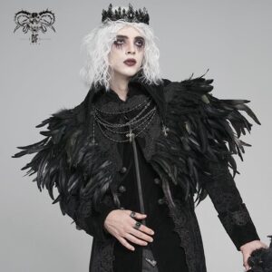 Men's Gothic Floral Embroidered Feather Cape
