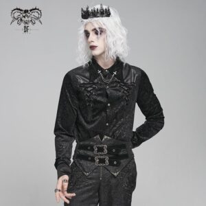 Men's Gothic Floral Printed Turn-down Collar Shirt