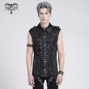 Men's Gothic Irregular Studded Lace-up Vest