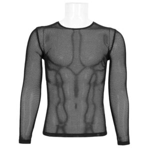 Men's Gothic Long-sleeved Sheer Mesh Shirt