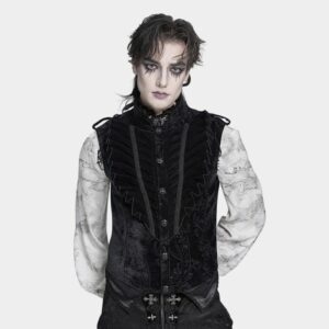 Men's Gothic Ruffled Single-breasted Stand Collar Vest