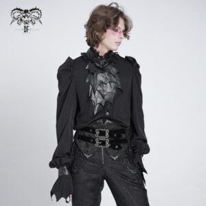 Men's Gothic Stand Collar Puff Sleeved Batlike Shirt