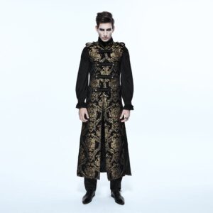 Men's Gothic Stand Collar Totem Embroidered Waistcoat Golden