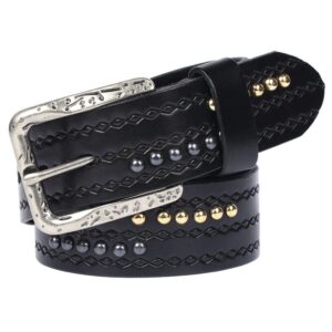 Men's Gothic Diamond Embossed Studded Belt