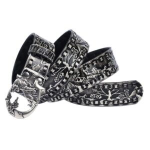 Men's Gothic Emobossed Tiger Belt