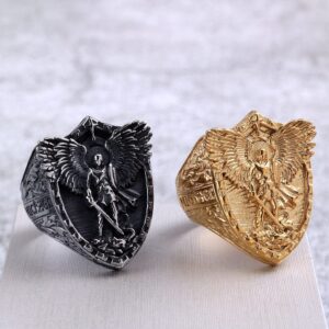Men's Punk Angel Shield Ring