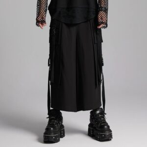 Men's Cyberpunk Buckle-up Big-pocket Pants