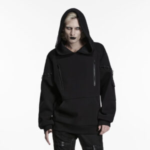 Men's Cyberpunk D-rings Zips Hoodie