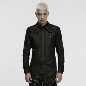 Men's Cyberpunk Irregular Bat Collar Shirt