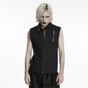 Men's Cyberpunk Skull Rivet Zip Vest