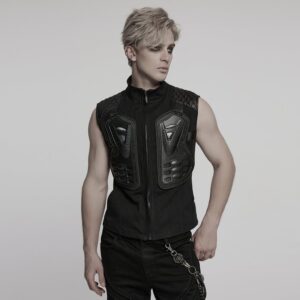 Men's Cyberpunk Stand Collar Armour Splice Vest