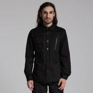 Men's Cyberpunk Zip Mesh Pocket Shirt