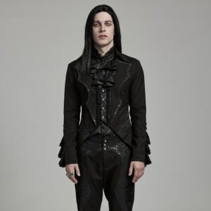 Men's Gothic Bat Collar Ruffled Swallow-tailed Coat