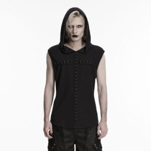 Men's Gothic D-rings Cross Hooded Tank Top