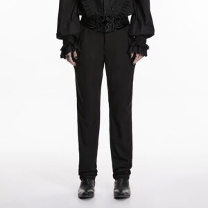 Men's Gothic Embroidered Patchwork Pants Black