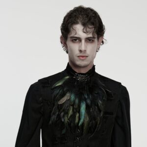 Men's Gothic Feather Velvet Collar