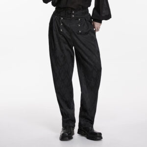 Men's Gothic Floral Jacquard Double-breasted Pants
