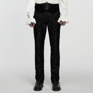 Men's Gothic Floral Jacquard Pants Black
