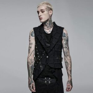 Men's Gothic Irregular Cutout Unedged Waistcoat