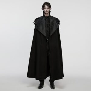 Men's Gothic Irregular Floral Printed Shoulder Armor Cloak