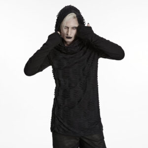 Men's Gothic Ripped Hooded Top