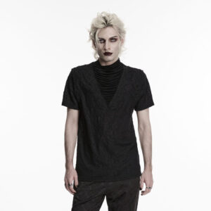 Men's Gothic Ruched Turtleneck Short Sleeved Top