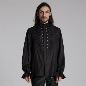 Men's Gothic Ruffled Beast Buckle Shirt