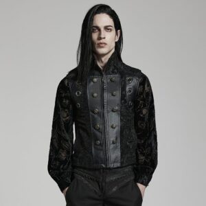 Men's Gothic Stand Collar Embossed Vest