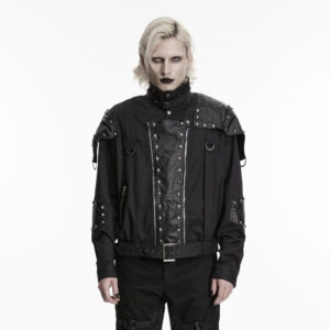 Men's Punk Asymmetric Patchwork Rivets Jacket