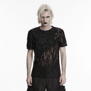 Men's Punk Asymmetric Sheer Top