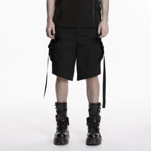 Men's Punk Big Pocket Strappy Shorts Black